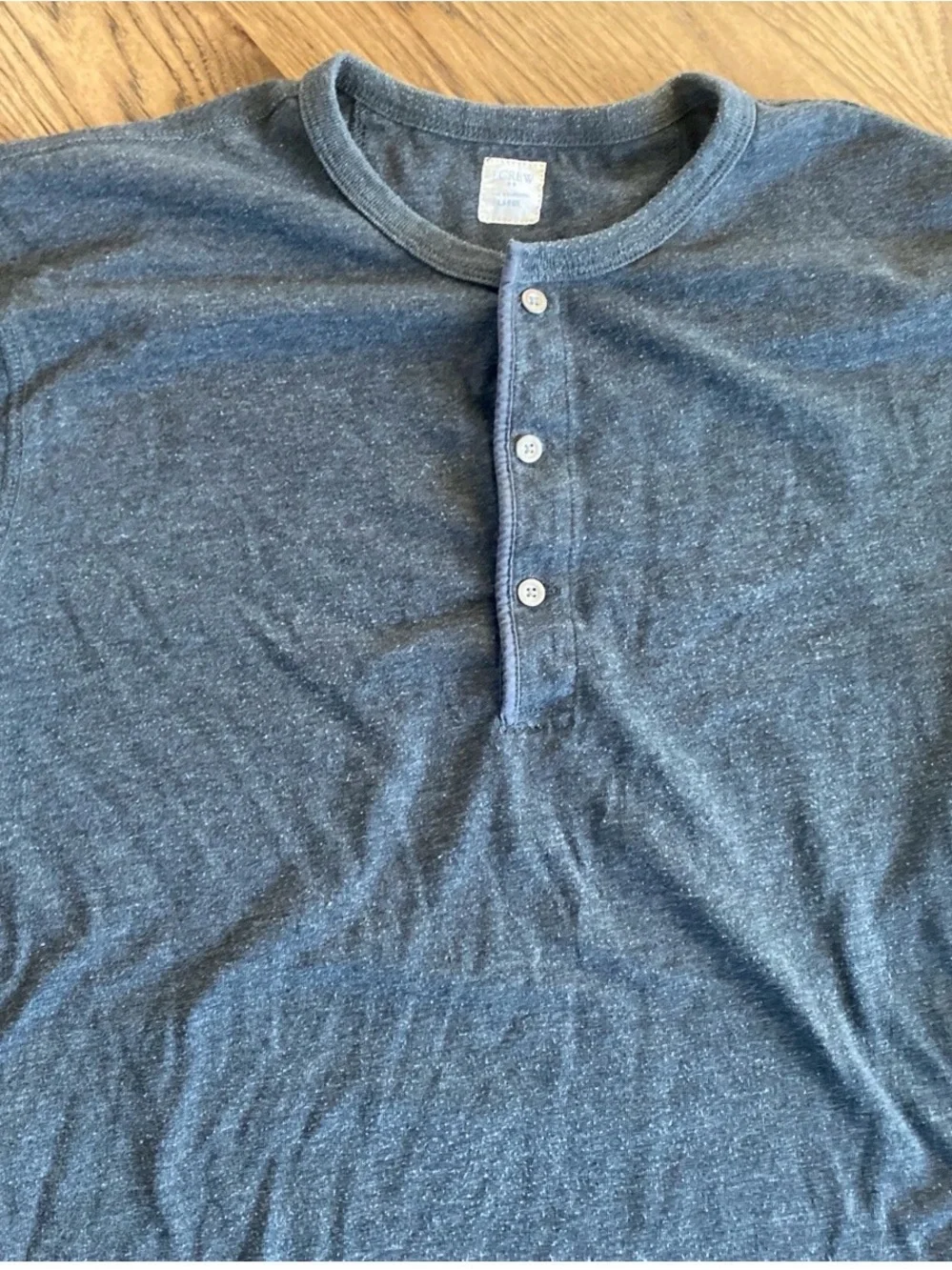 J Crew Gray Long Sleeve Henley Size Large Shirt-013
